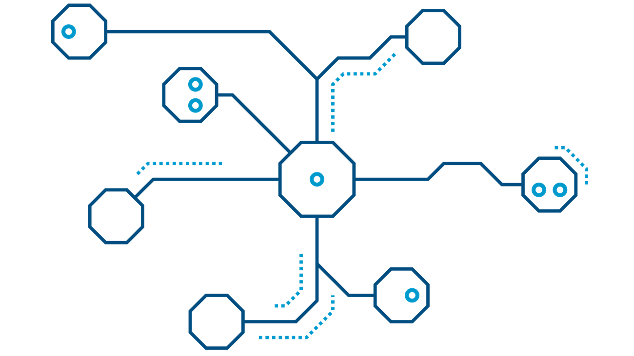 Grafik durch Linien verbundener Kreisformen